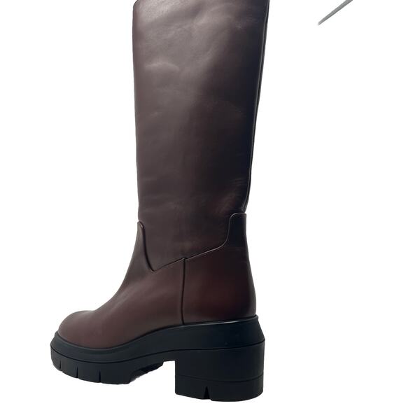 Stuart Weitzman Women's Nora Block Heel Boots 37 6.5 mahogany brown - Picture 2 of 9